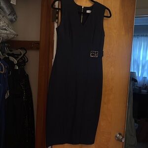 Calvin Klein Navy Sleeveless Dress with Logo Detail